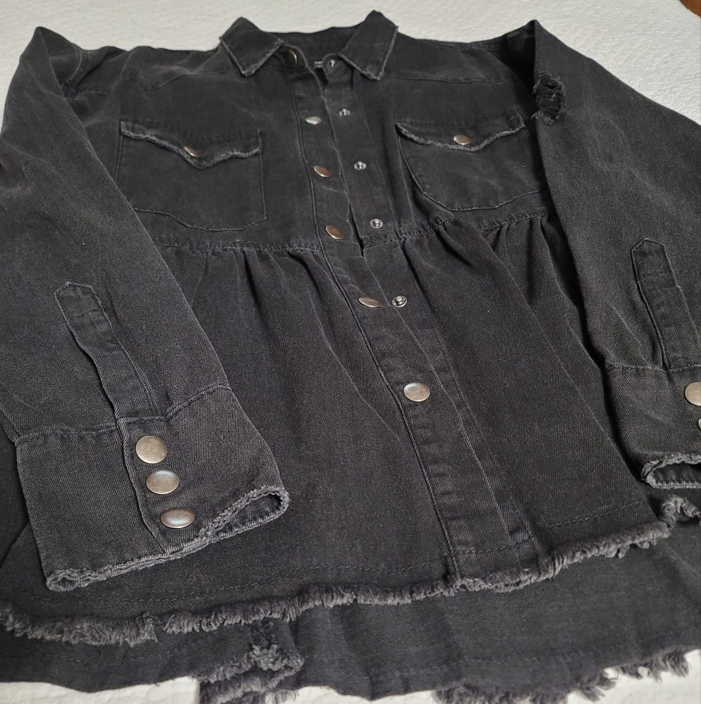 VICI Black Denim/Chambray Peplum Shacket